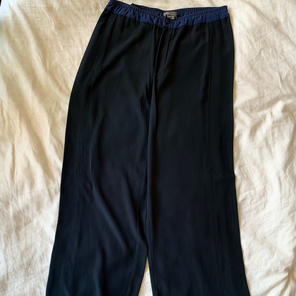 VINCE Wide Leg Silk Black Trousers - Picture 3 of 8